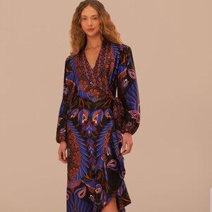 chinese dress ladies Black Berry Garden Long Sleeve Pleated Maxi Dress